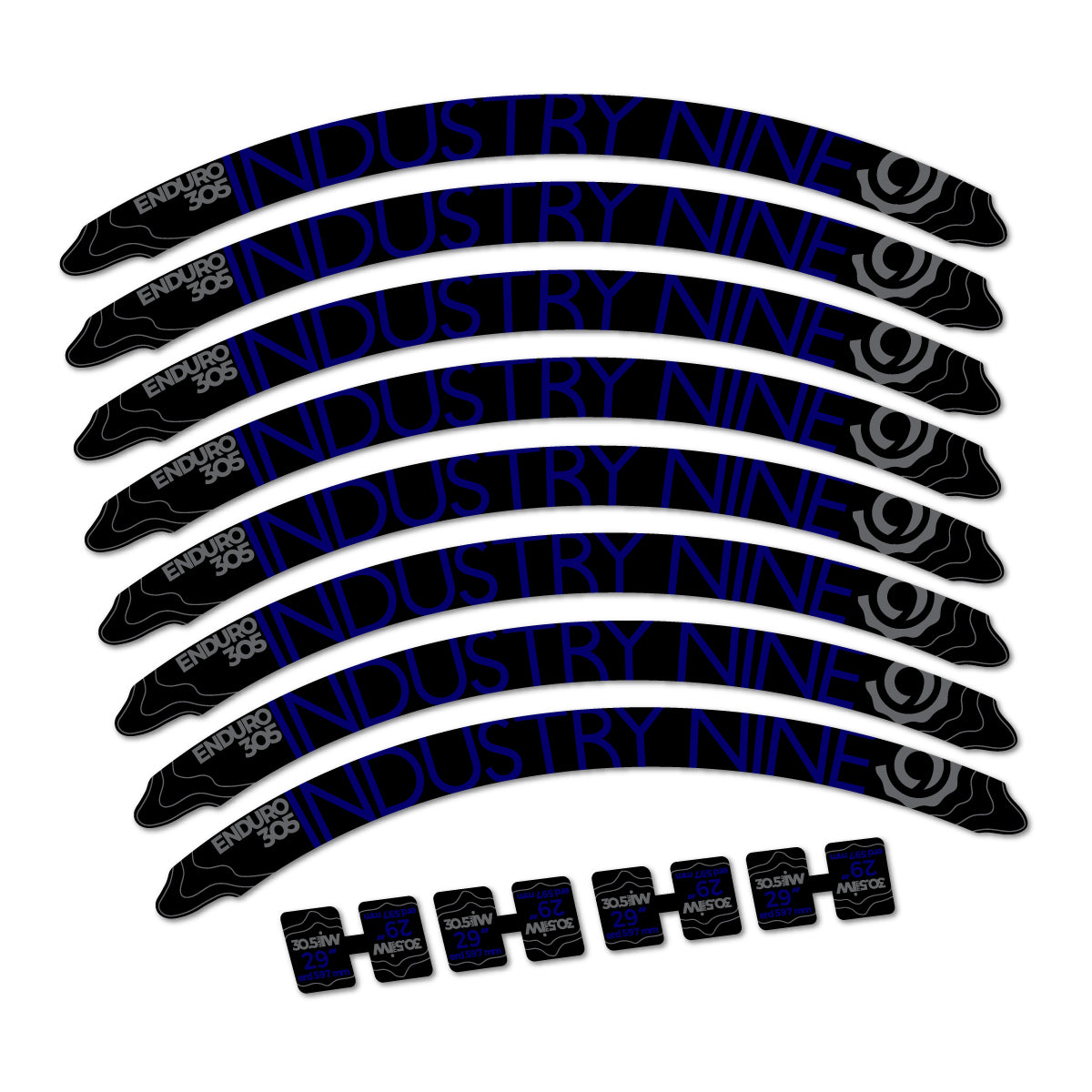 Scandinavian Blue decal for Industry Nine Enduro 305 2018 MTB wheel 29" – bike sticker vinyl