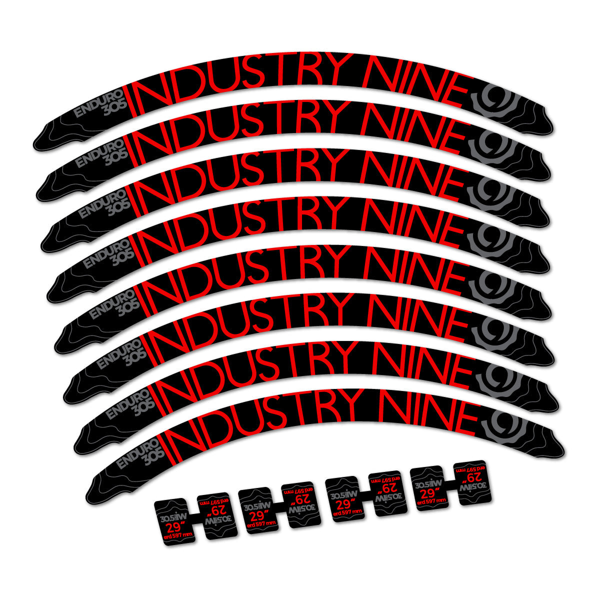 Red decal for Industry Nine Enduro 305 2018 MTB wheel 29" – bike sticker vinyl