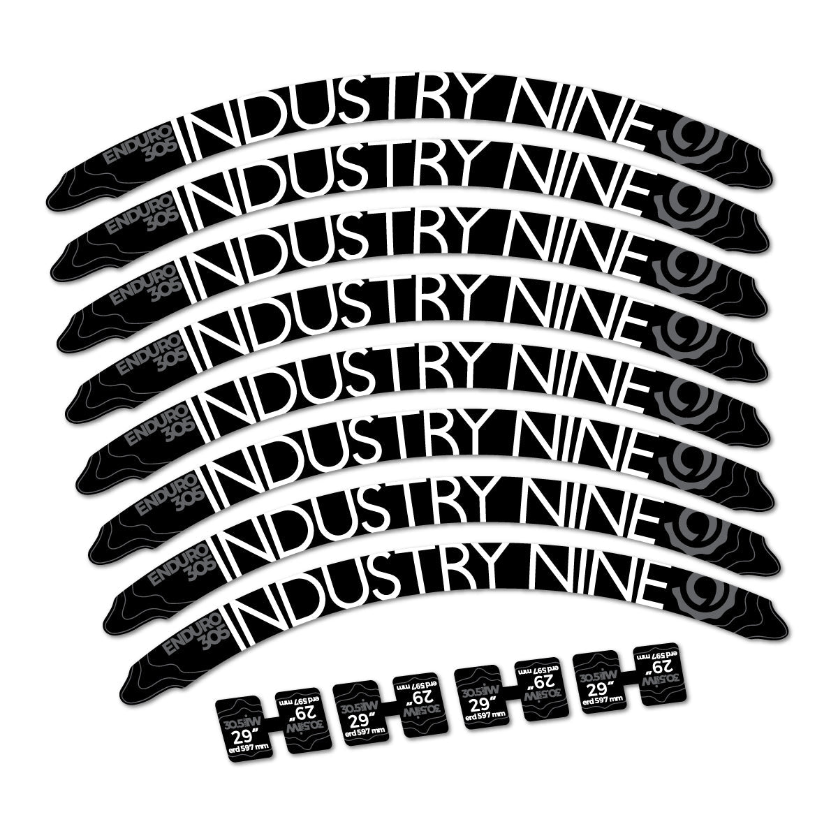 White decal for Industry Nine Enduro 305 2018 MTB wheel 29" – bike sticker vinyl