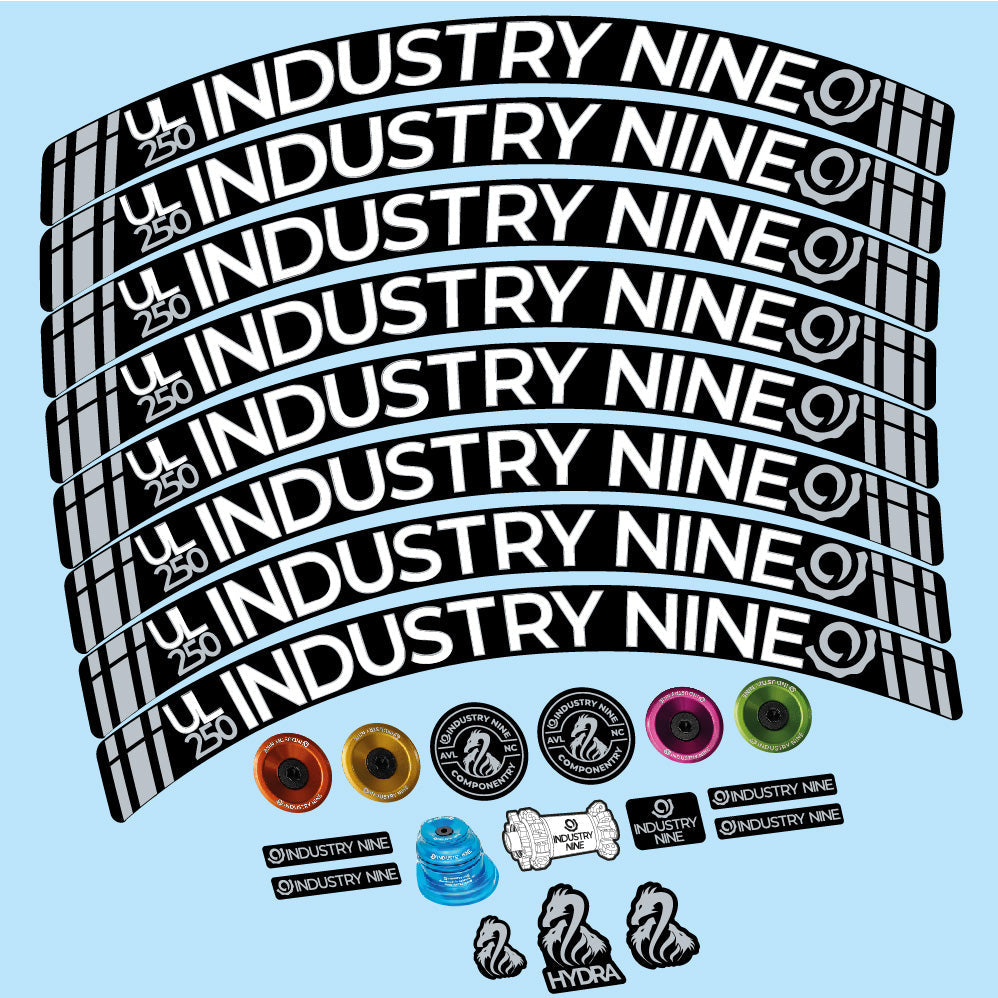 Stickers Industry Nine Ultralite Carbon compatibles - Autocollants roue vélo VTT