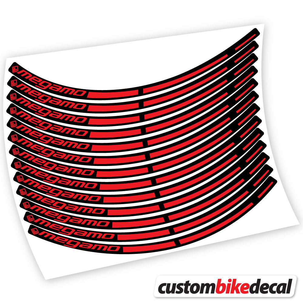 Red decal for Megamo MTB wheel – bike sticker vinyl