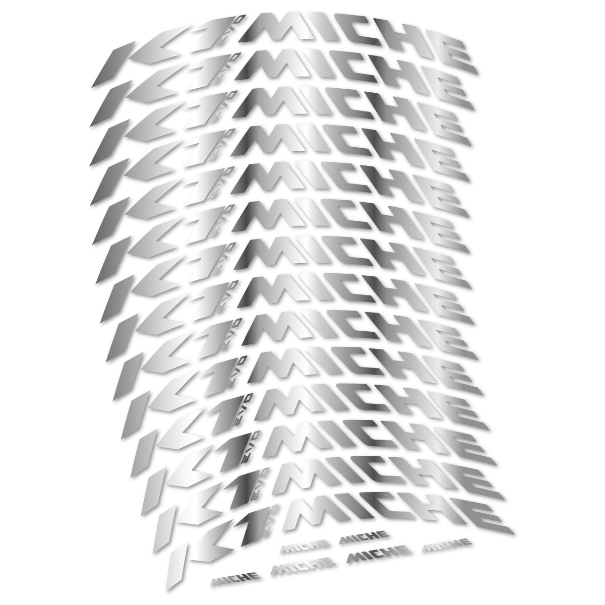 Stickers compatibles Miche K1 Evo pour jantes VTT 29" – autocollants vinyle - Argent Chromé