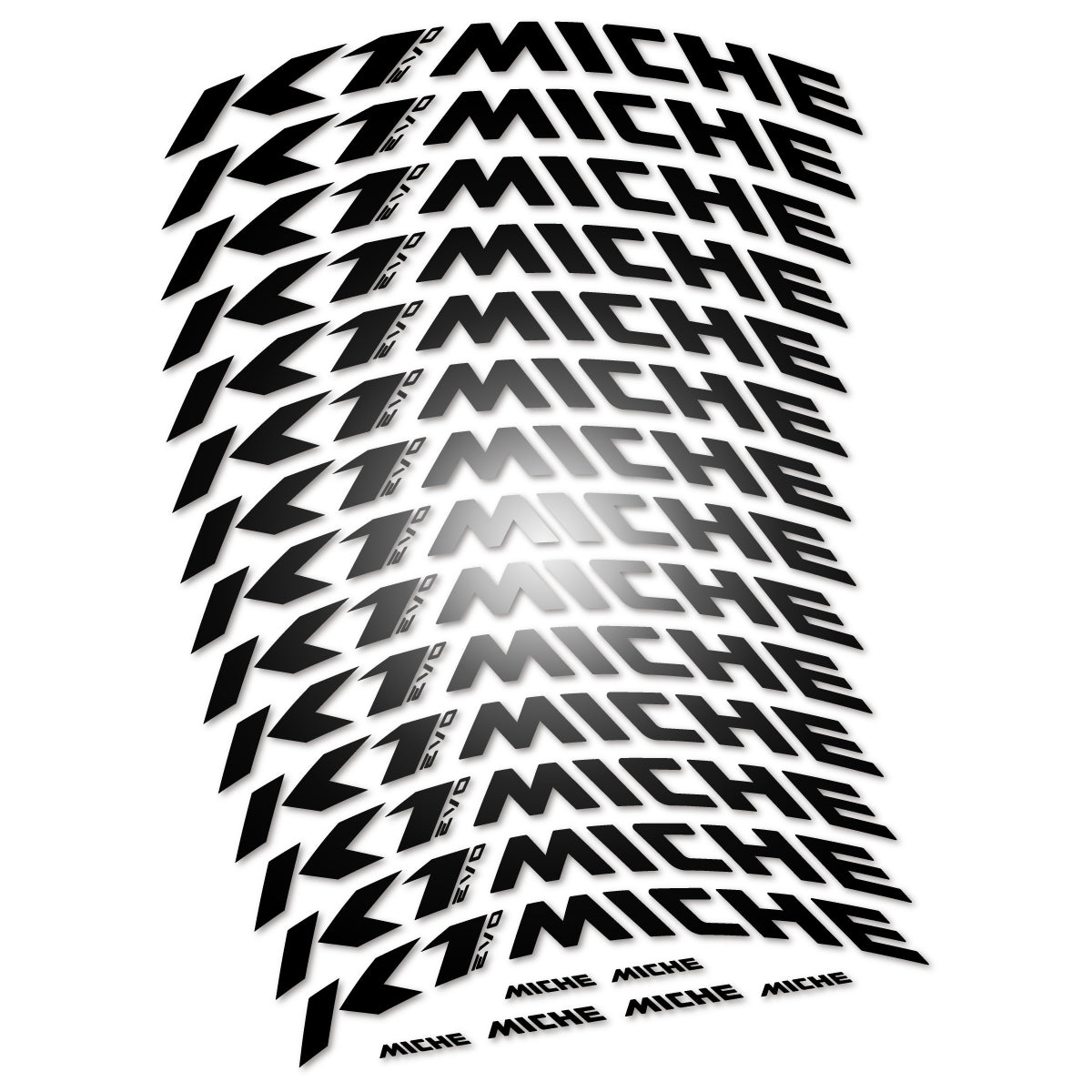 Stickers compatibles Miche K1 Evo pour jantes VTT 29" – autocollants vinyle - Noir
