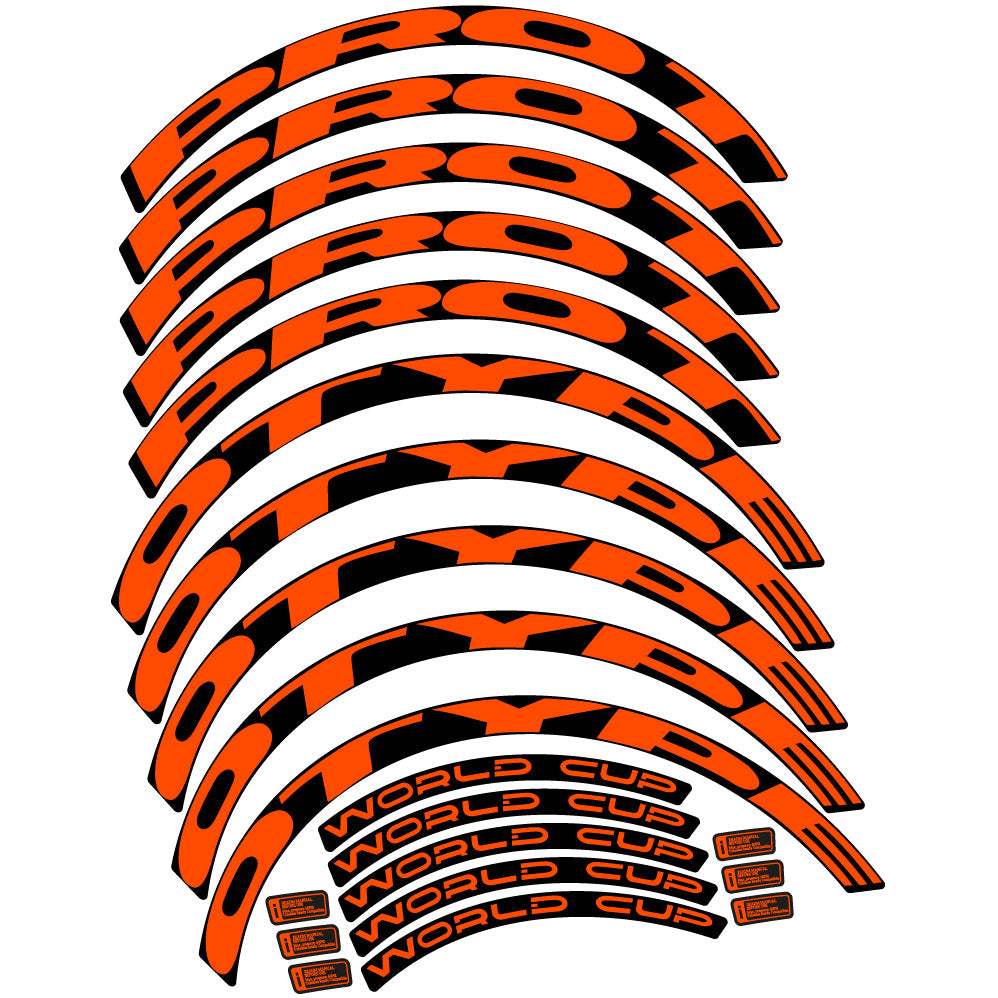 Orange Neon decal for Prototype World Cup MTB wheel – bike sticker vinyl