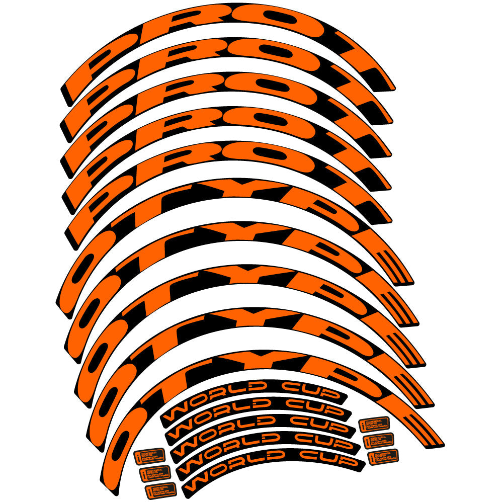 Orange decal for Prototype World Cup MTB wheel – bike sticker vinyl