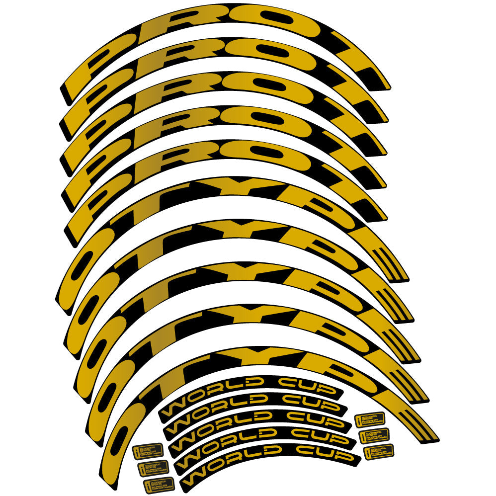Gold decal for Prototype World Cup MTB wheel – bike sticker vinyl