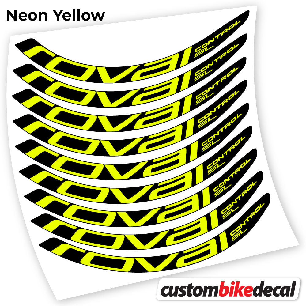 Neon Yellow decal for Roval Control SL MTB wheel – bike sticker vinyl