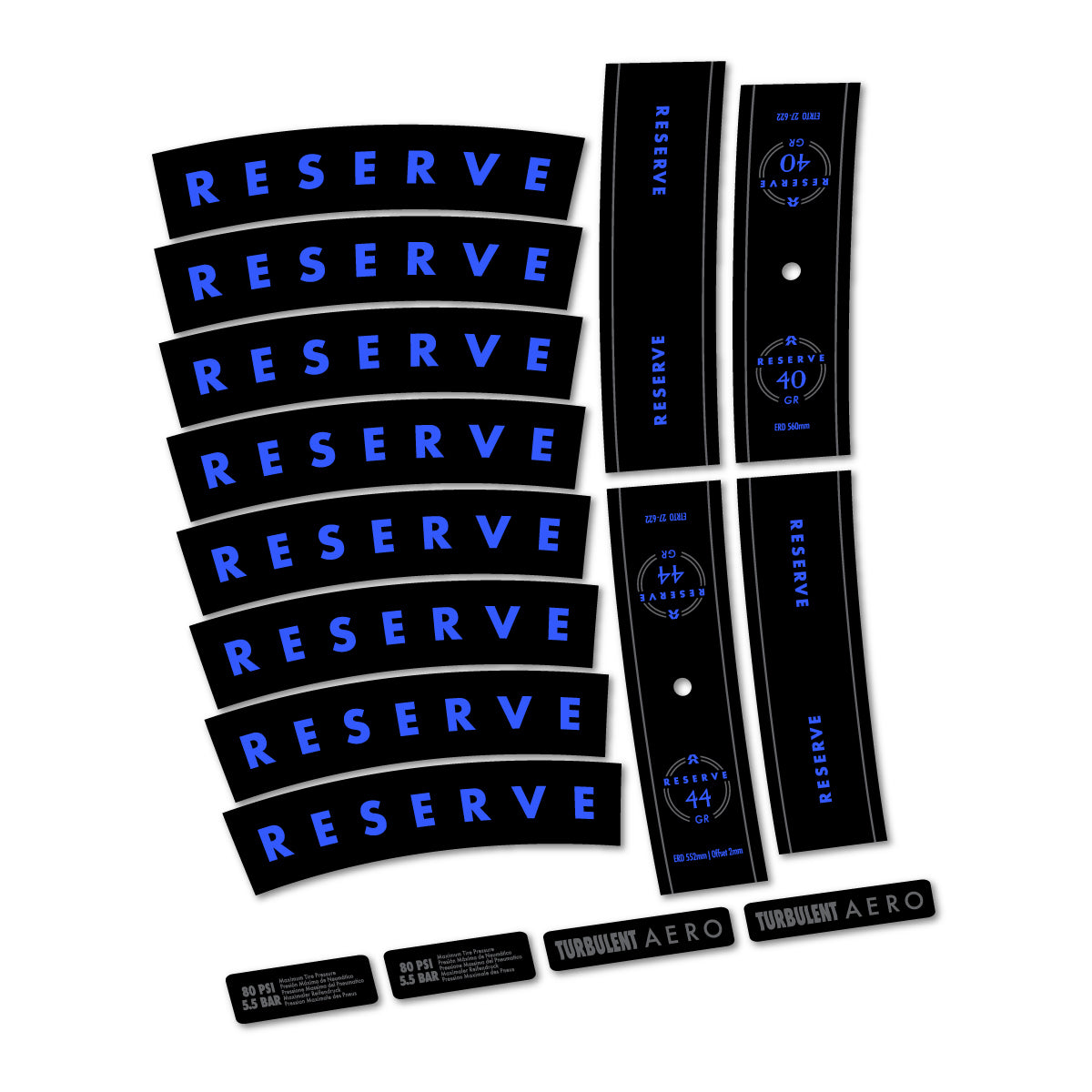 Stickers compatibles Reserve 40/44 GR 2024-2026 pour jantes VTT 29" – autocollants vinyle - Bleu