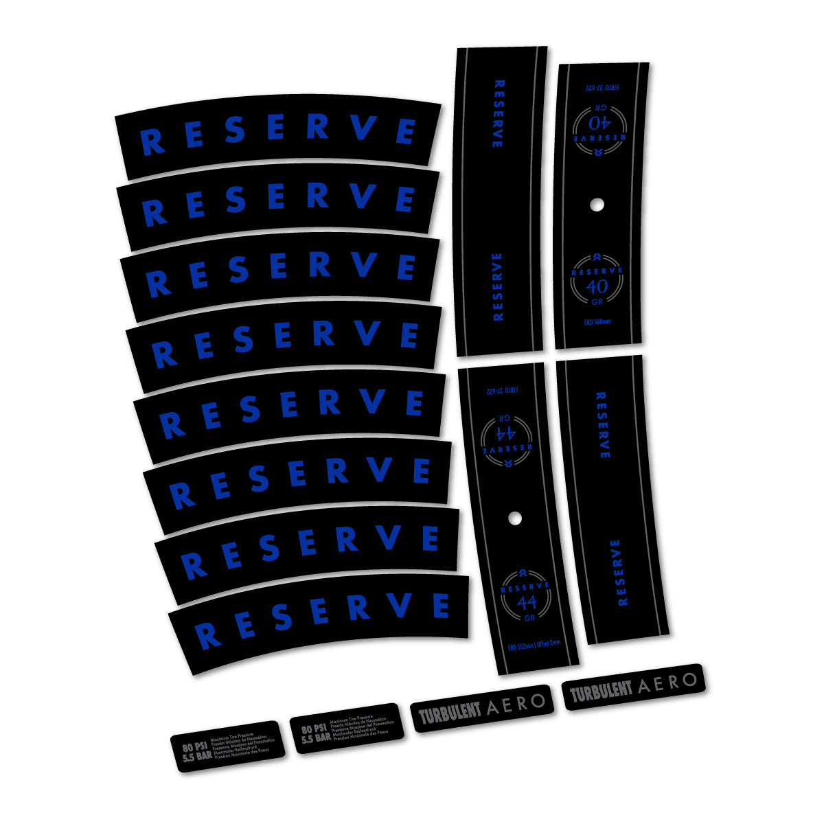 Stickers compatibles Reserve 40/44 GR 2024-2026 pour jantes VTT 29" – autocollants vinyle - Bleu Outremer