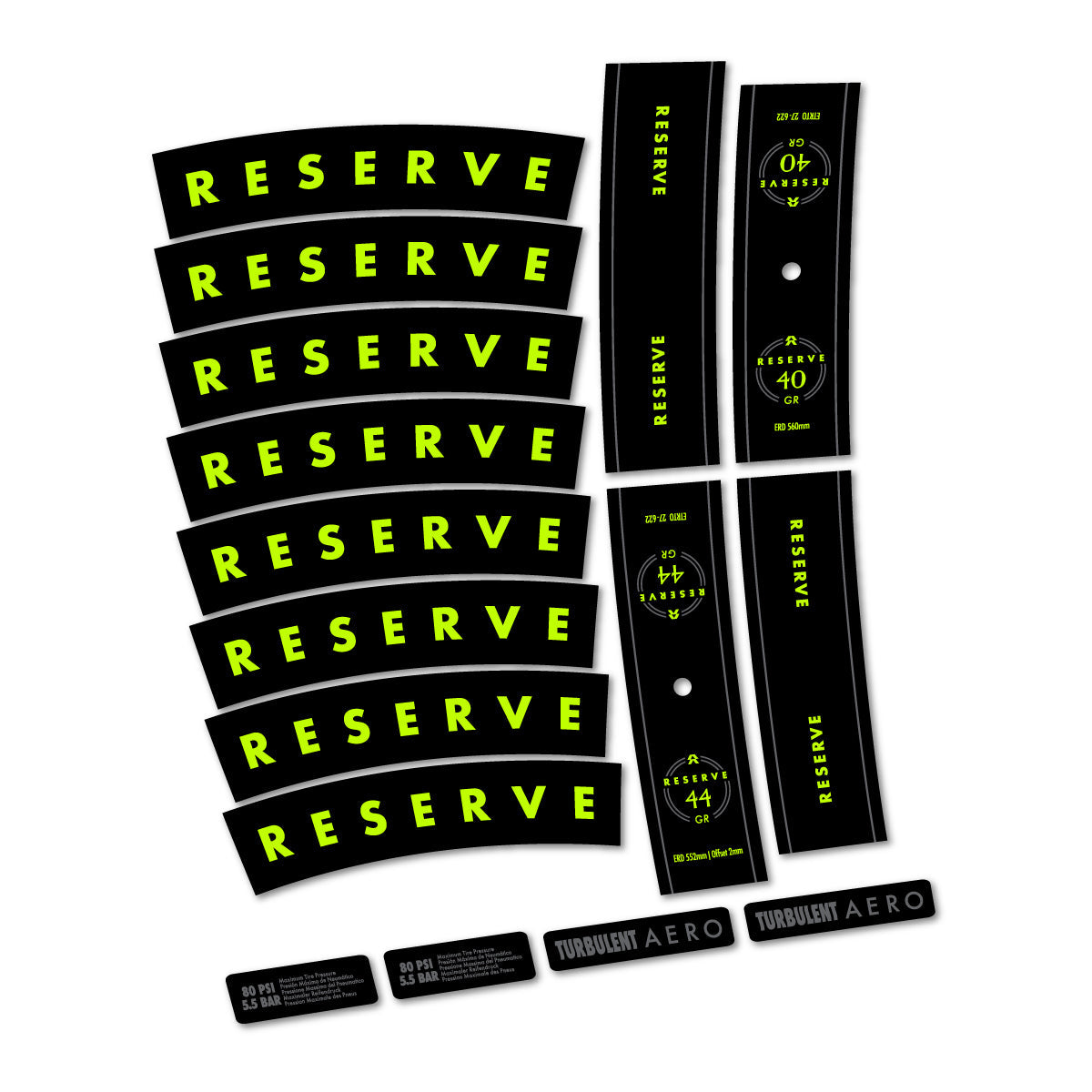 Lime Neon decal for Reserve 40/44 GR 2024-2026 MTB wheel 29" – bike sticker vinyl