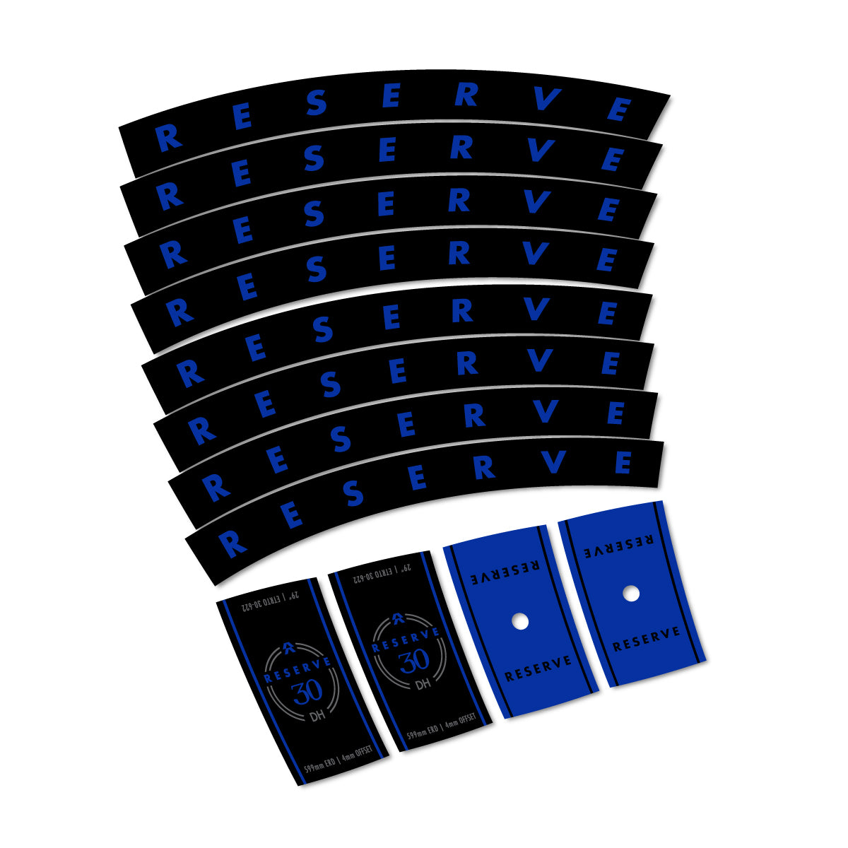 Stickers compatibles Santa Cruz Reserve 30 DH Carbon 2025-2026 pour jantes VTT 29" – autocollants vinyle - Bleu Outremer