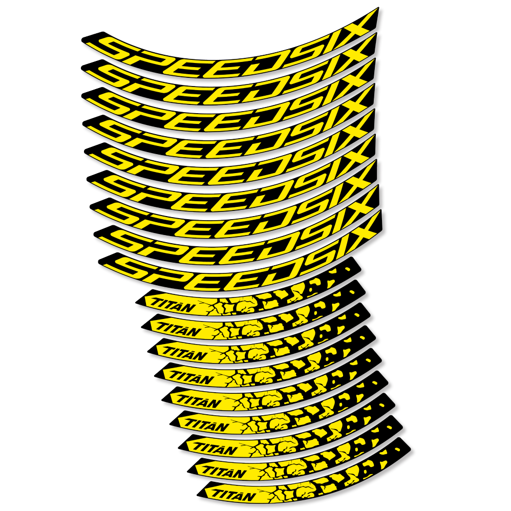 Stickers SpeedSix Titan compatibles - Autocollants roue vélo VTT