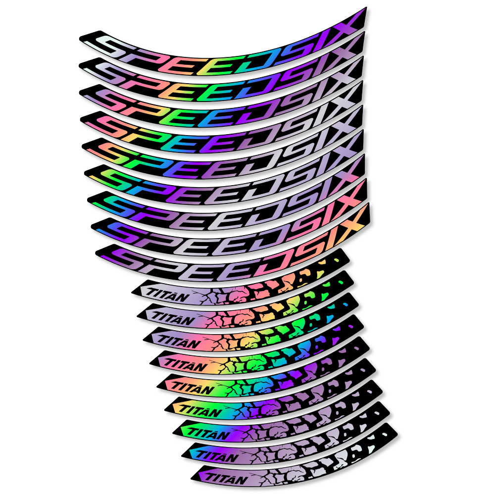 Stickers SpeedSix Titan compatibles - Autocollants roue vélo VTT