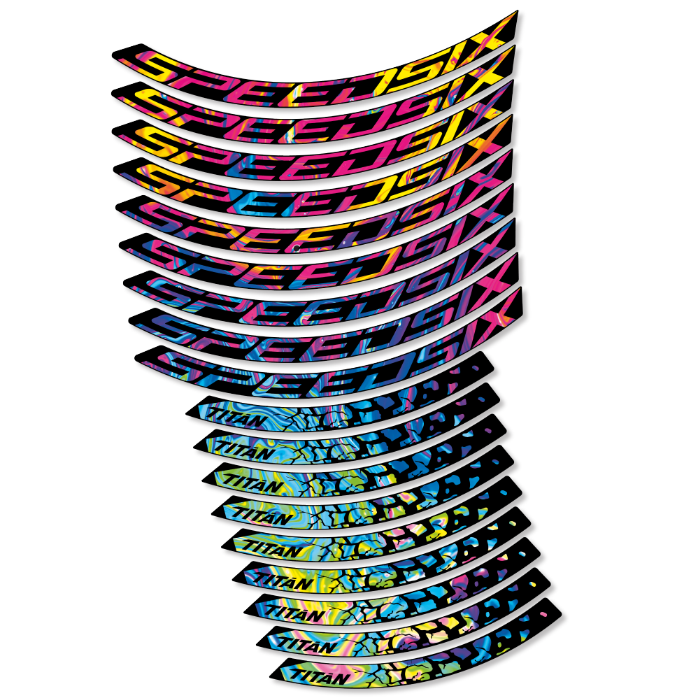 Stickers SpeedSix Titan compatibles - Autocollants roue vélo VTT