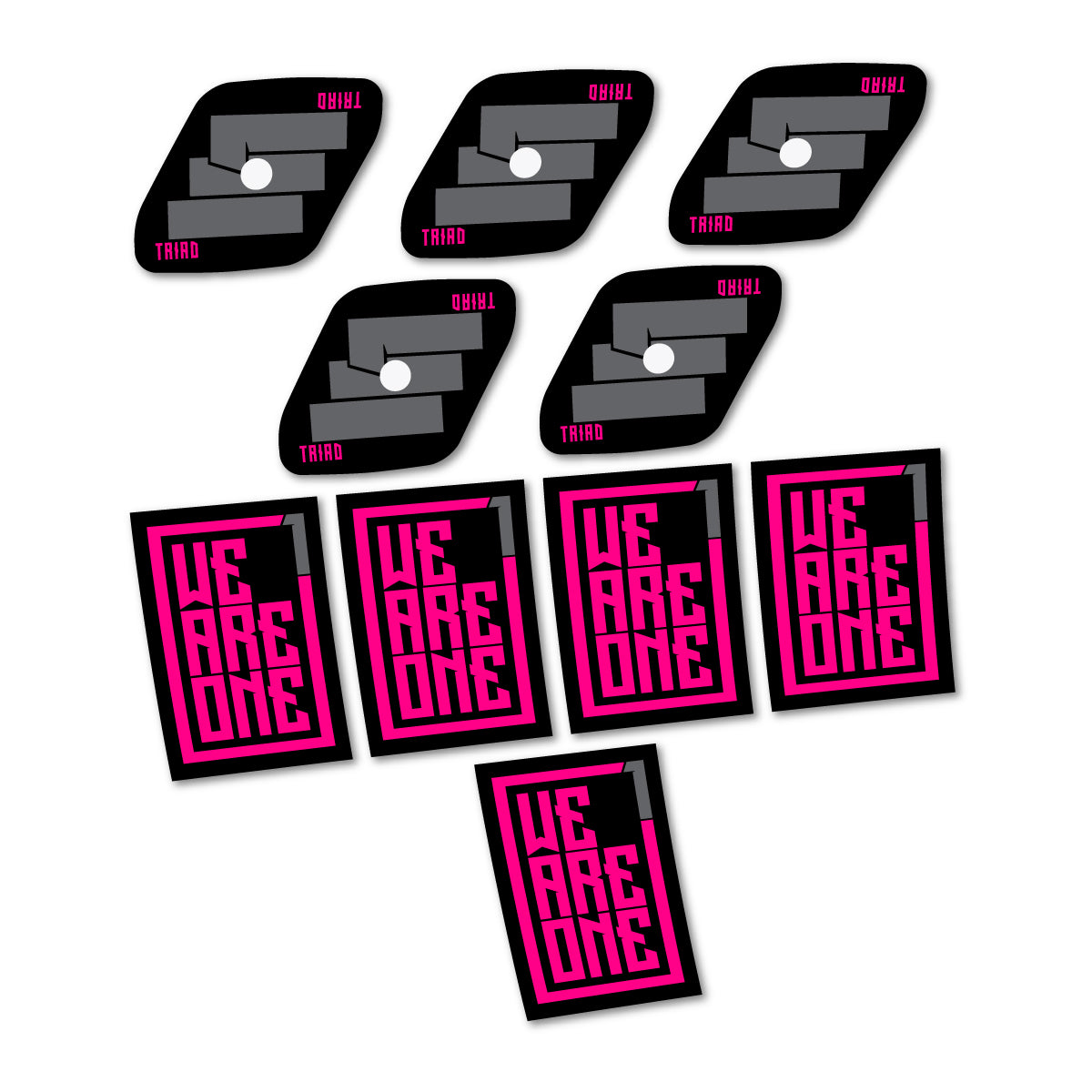 Stickers compatibles We Are One Triad pour jantes VTT 29" – autocollants vinyle - Rose Fluo