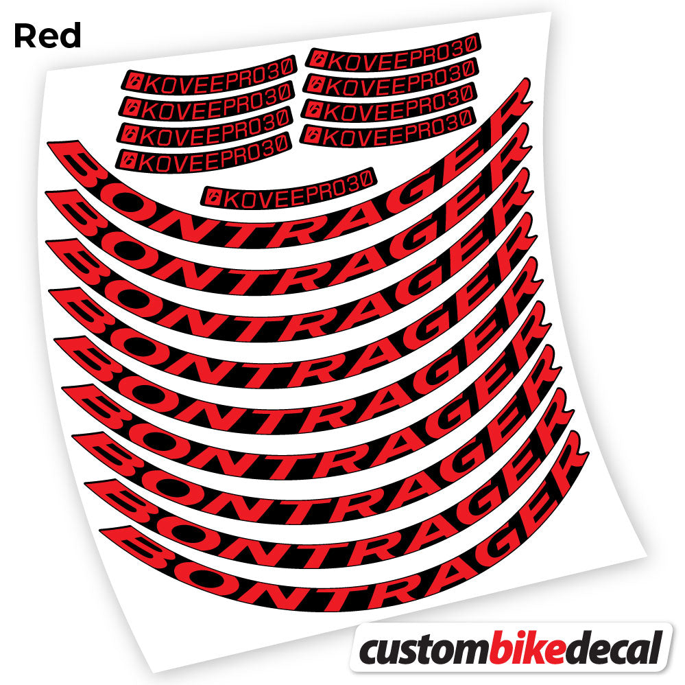 Red decal for Bontrager Kovee PRO 30 MTB wheel – bike sticker vinyl