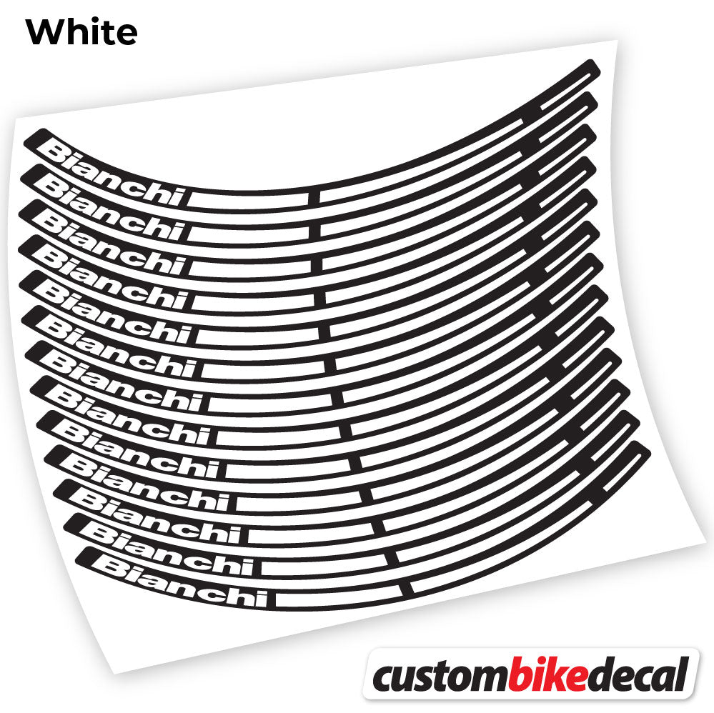 White decal for Bianchi MTB wheel – bike sticker vinyl