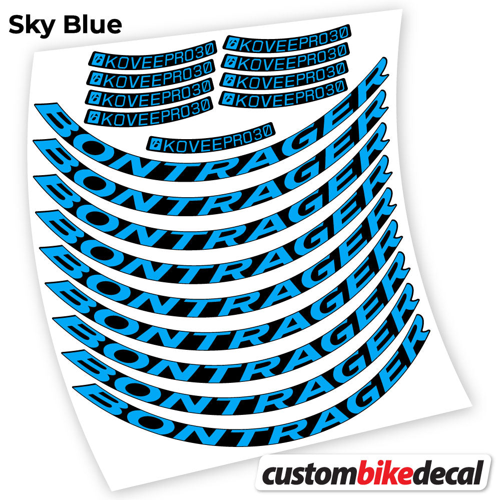 Sky Blue decal for Bontrager Kovee PRO 30 MTB wheel – bike sticker vinyl
