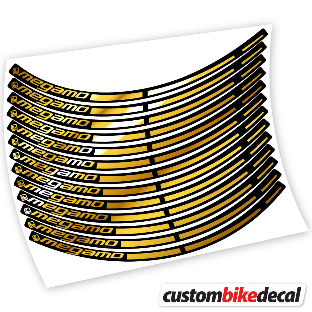 Chrome Gold decal for Megamo MTB wheel – bike sticker vinyl