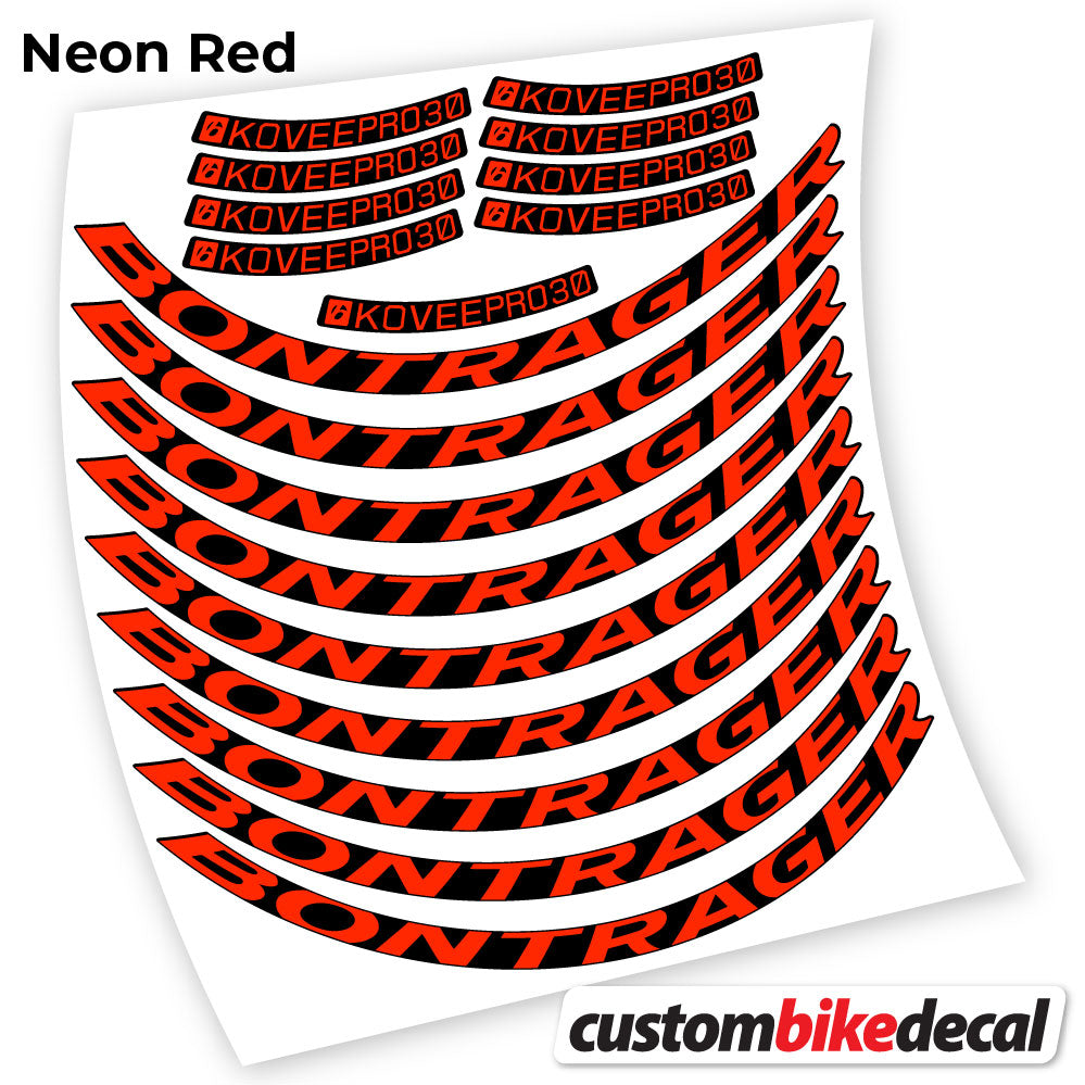Neon Red decal for Bontrager Kovee PRO 30 MTB wheel – bike sticker vinyl