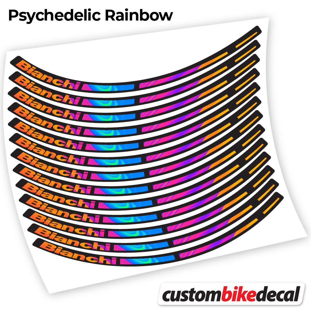 Psychedelic  Rainbow decal for Bianchi MTB wheel – bike sticker vinyl