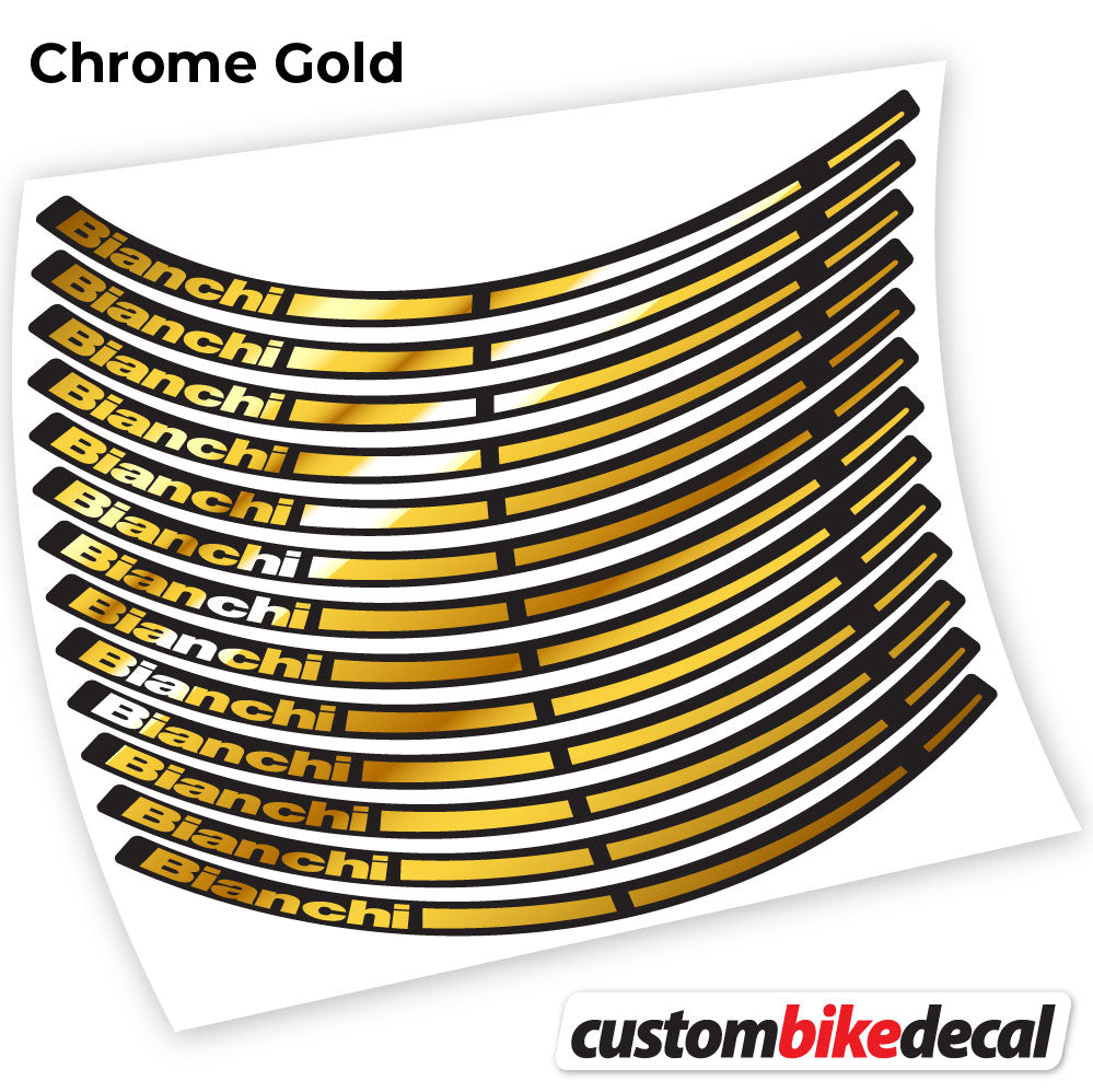 Chrome Gold decal for Bianchi MTB wheel – bike sticker vinyl