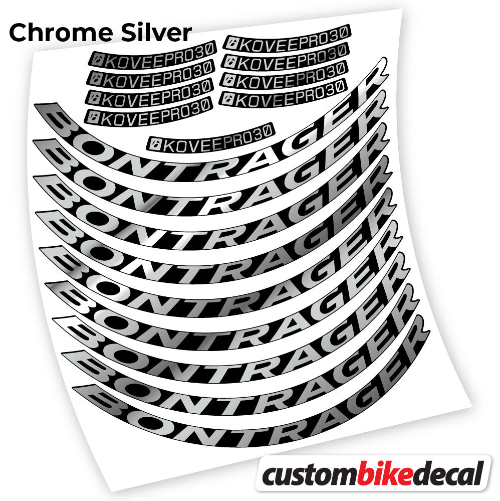 Chrome Silver decal for Bontrager Kovee PRO 30 MTB wheel – bike sticker vinyl