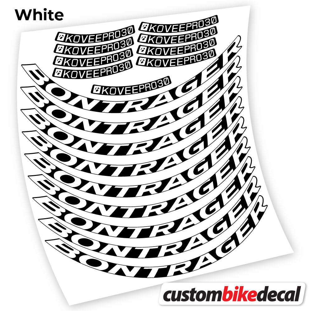White decal for Bontrager Kovee PRO 30 MTB wheel – bike sticker vinyl
