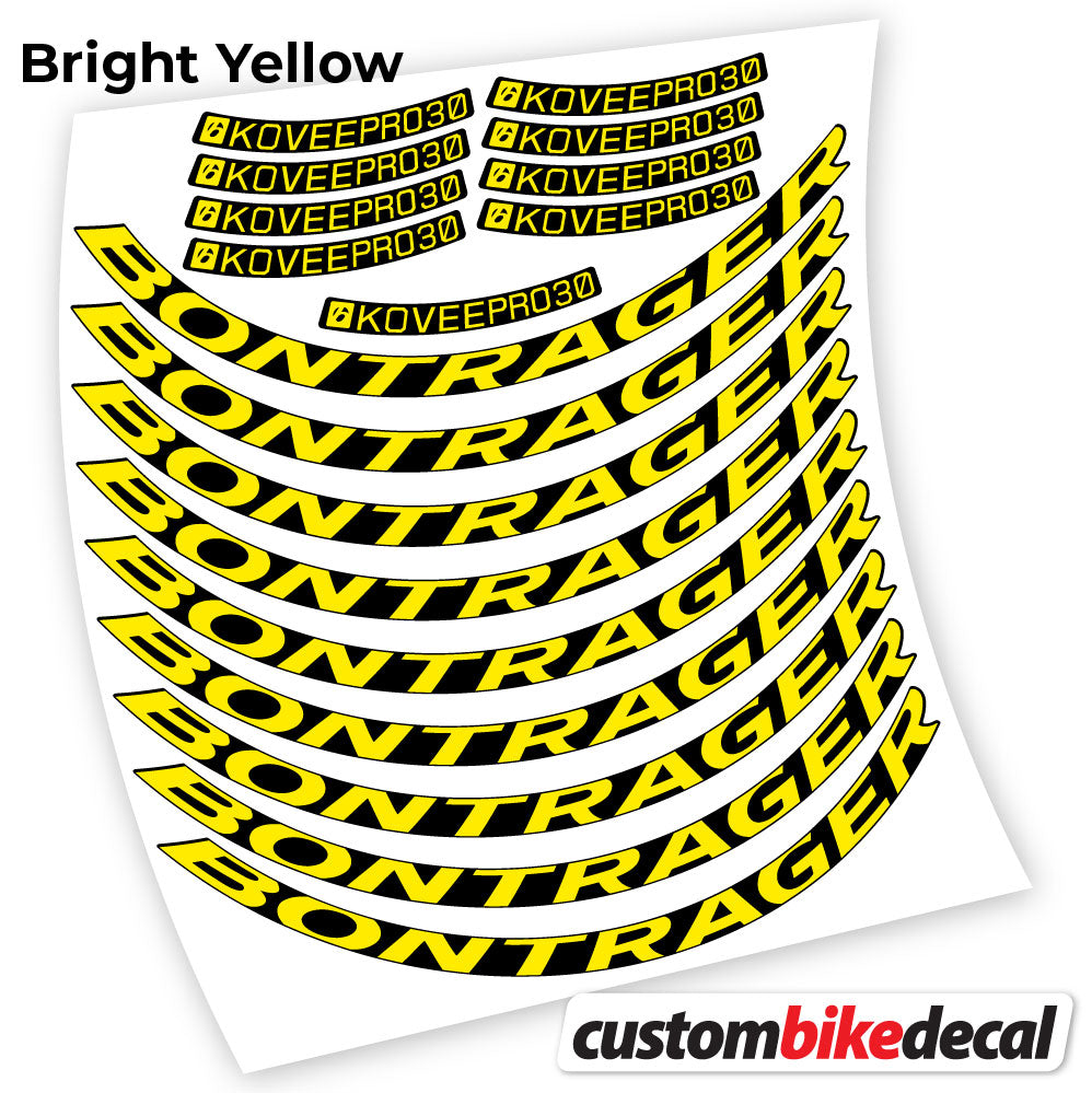 Yellow decal for Bontrager Kovee PRO 30 MTB wheel – bike sticker vinyl