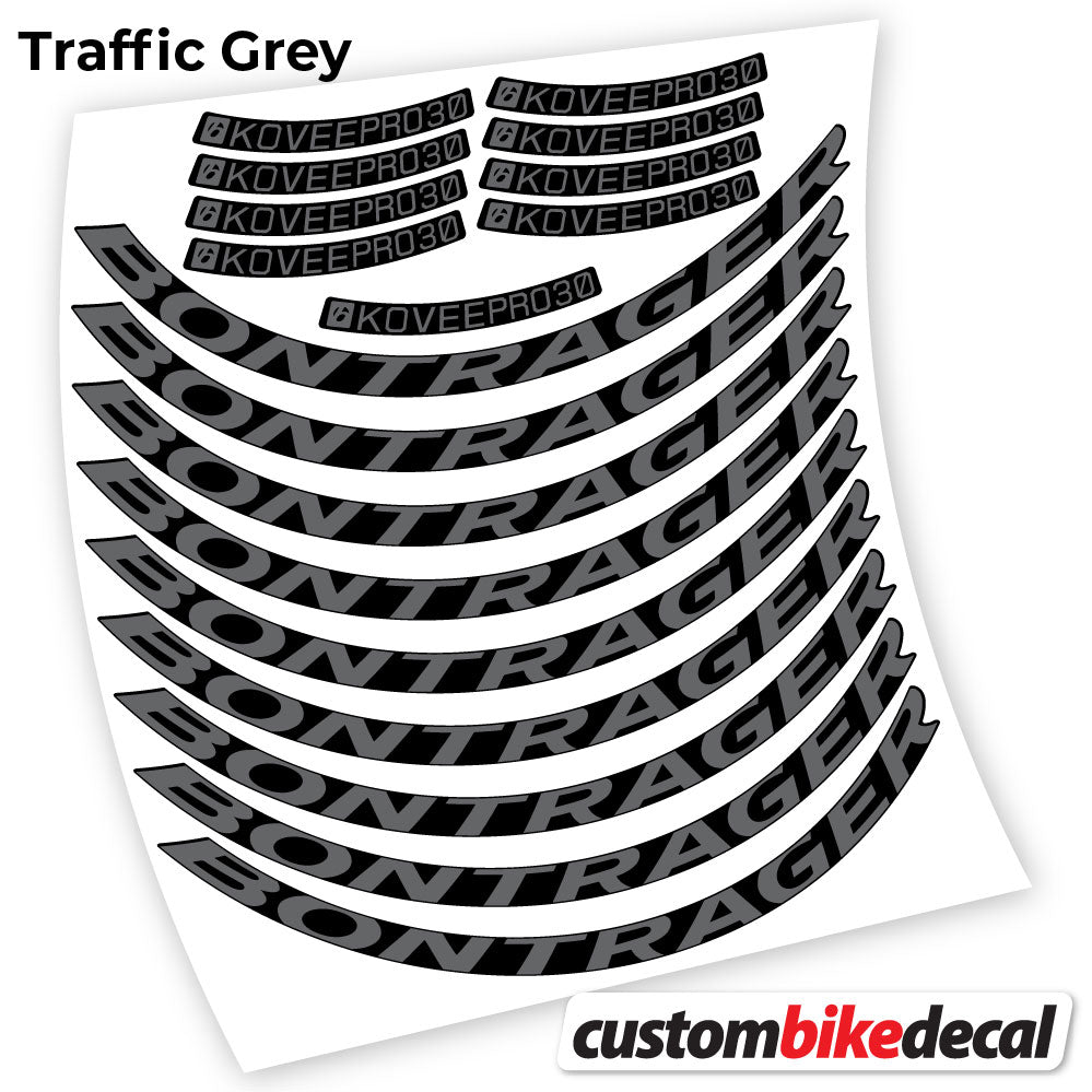 Trac Grey decal for Bontrager Kovee PRO 30 MTB wheel – bike sticker vinyl