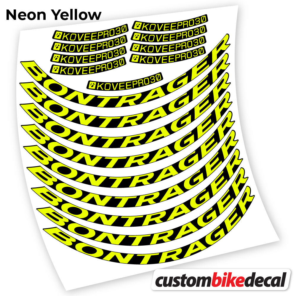 Neon Yellow decal for Bontrager Kovee PRO 30 MTB wheel – bike sticker vinyl