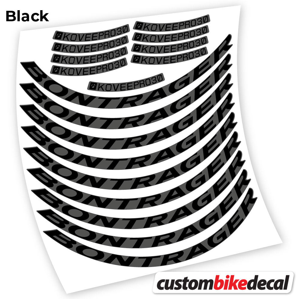 Matte Black+Gloss Black decal for Bontrager Kovee PRO 30 MTB wheel – bike sticker vinyl