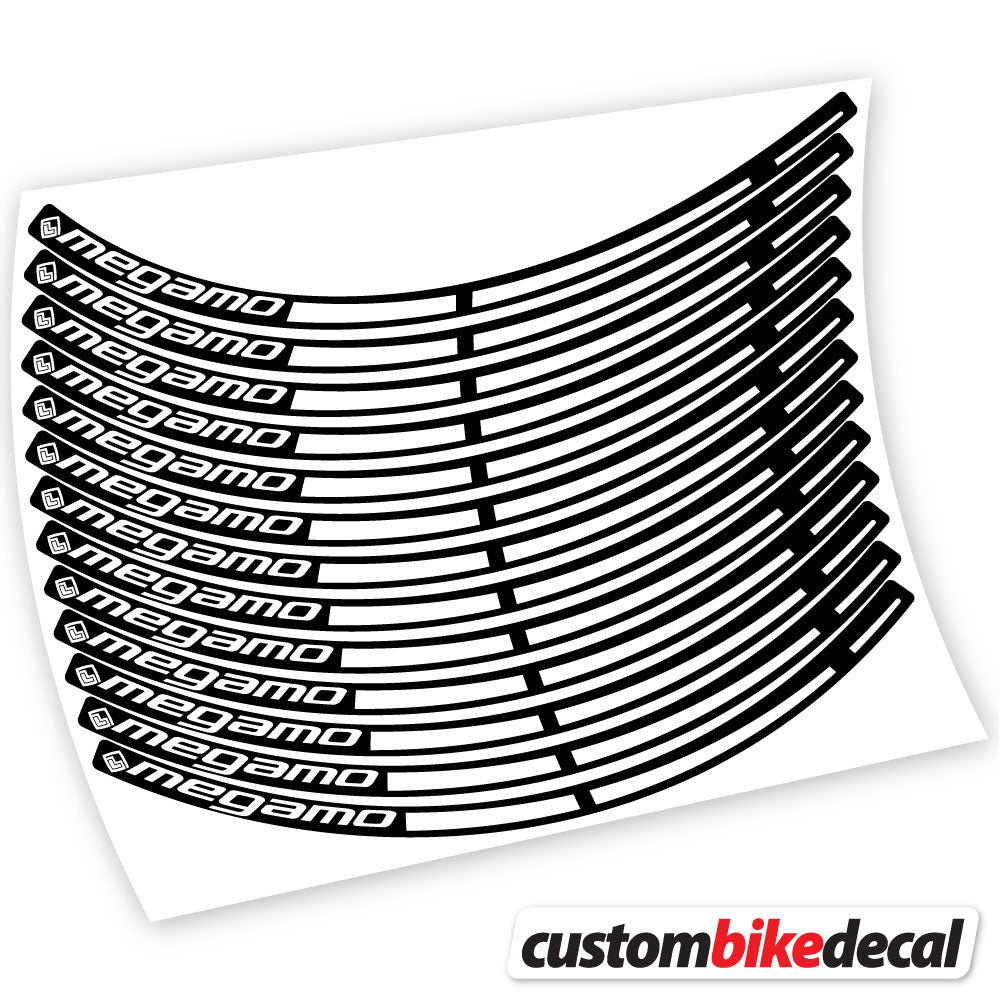 White decal for Megamo MTB wheel – bike sticker vinyl