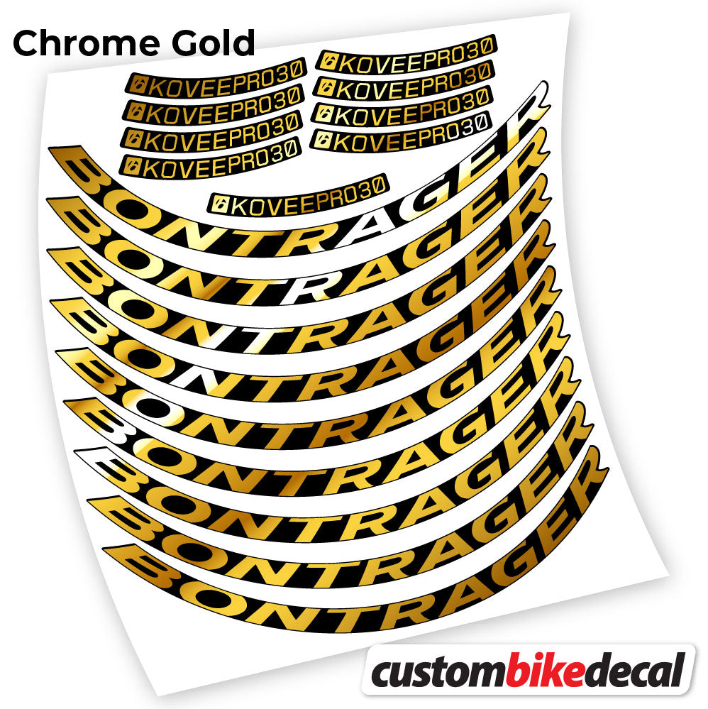 Chrome Gold decal for Bontrager Kovee PRO 30 MTB wheel – bike sticker vinyl