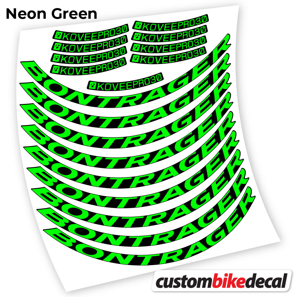Neon Green decal for Bontrager Kovee PRO 30 MTB wheel – bike sticker vinyl