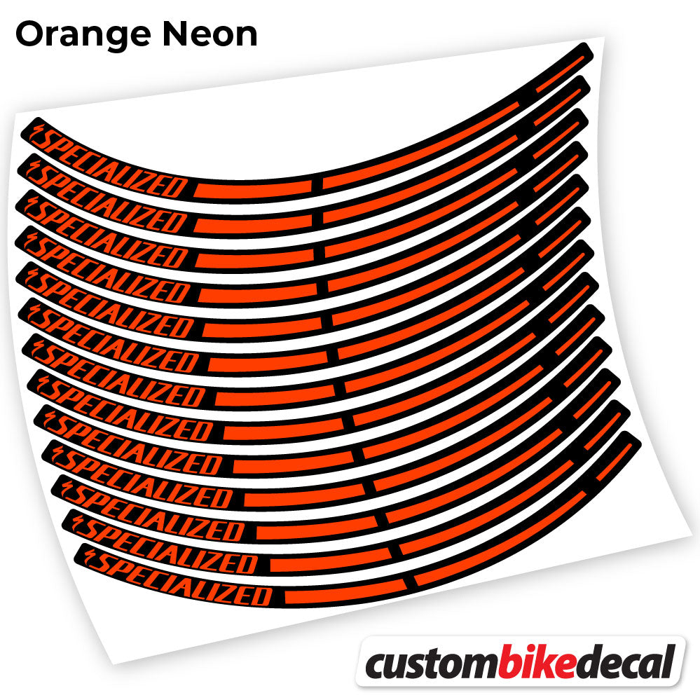 Orange Neon decal for Specialized MTB wheel – bike sticker vinyl