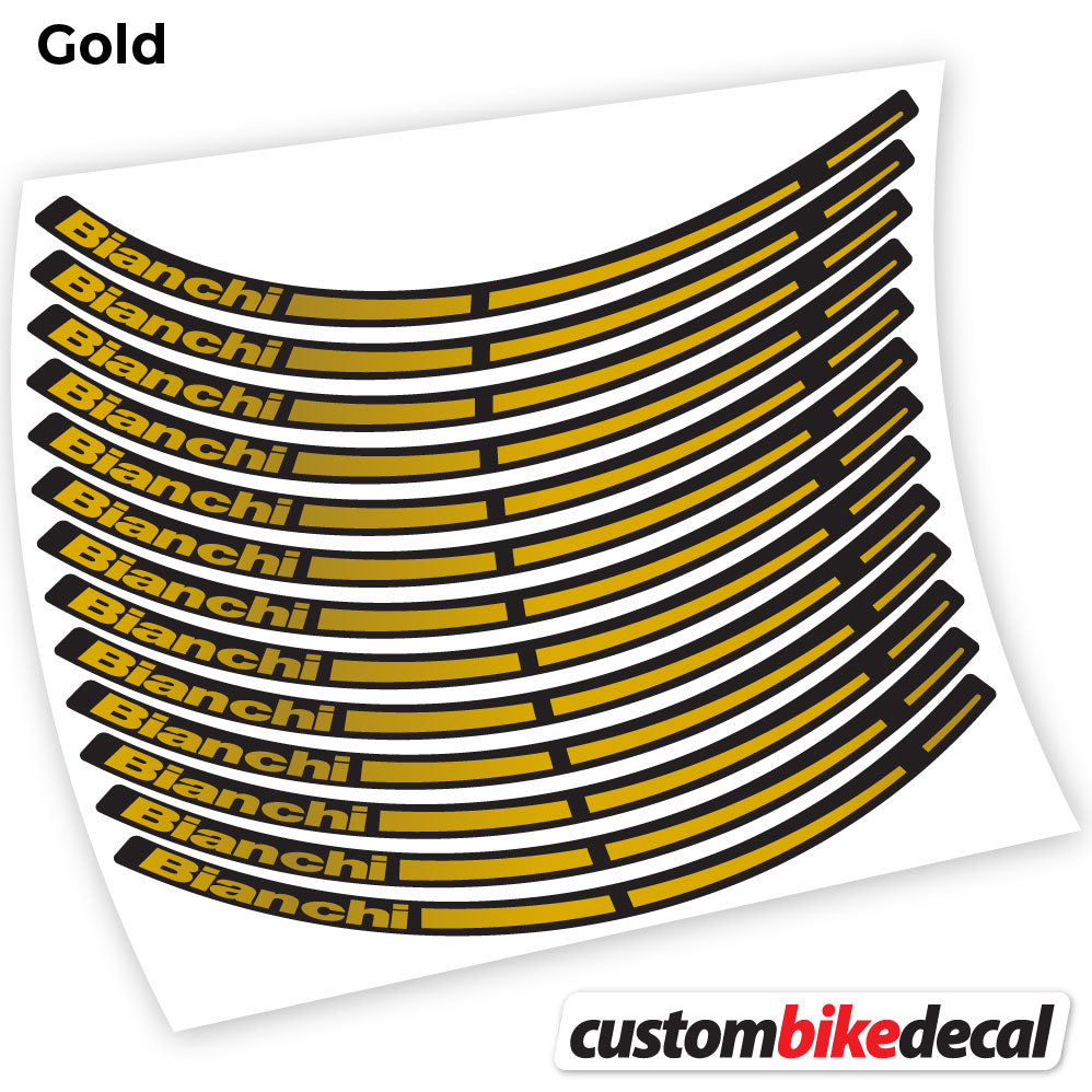 Gold decal for Bianchi MTB wheel – bike sticker vinyl