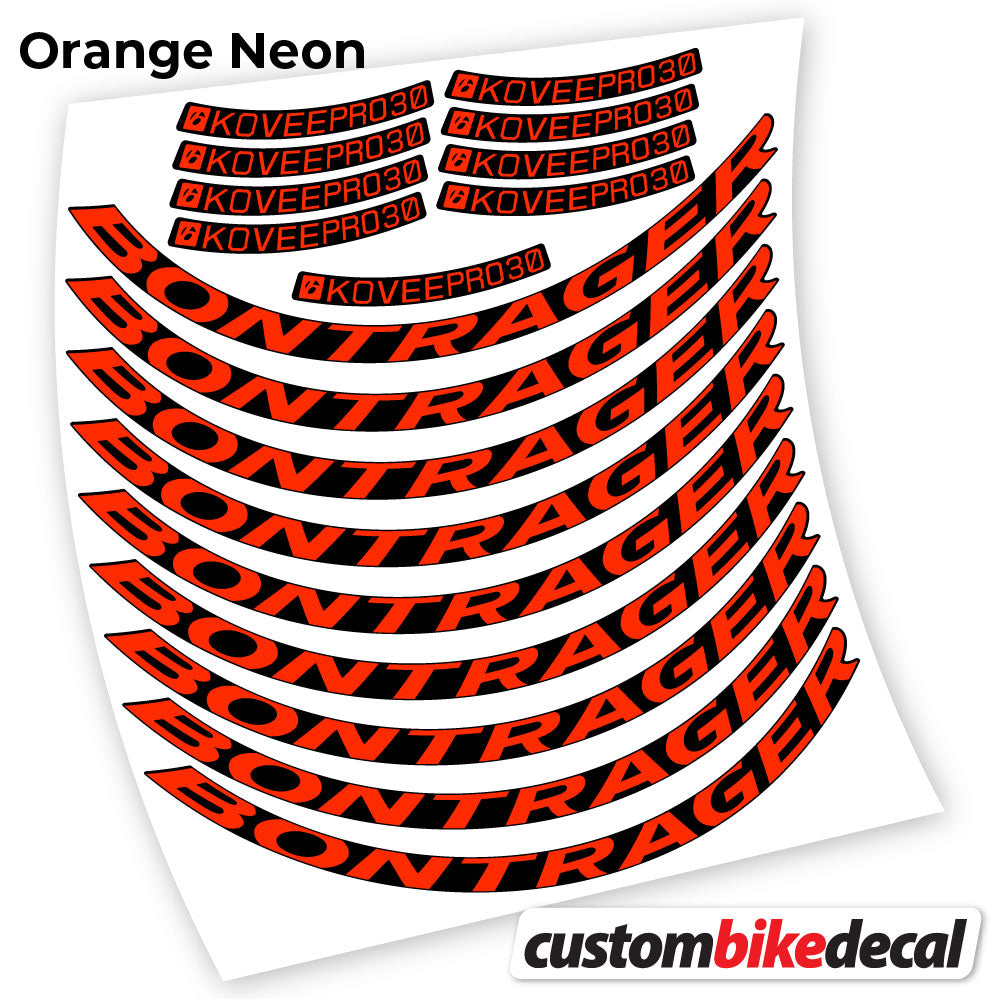 Orange Neon decal for Bontrager Kovee PRO 30 MTB wheel – bike sticker vinyl