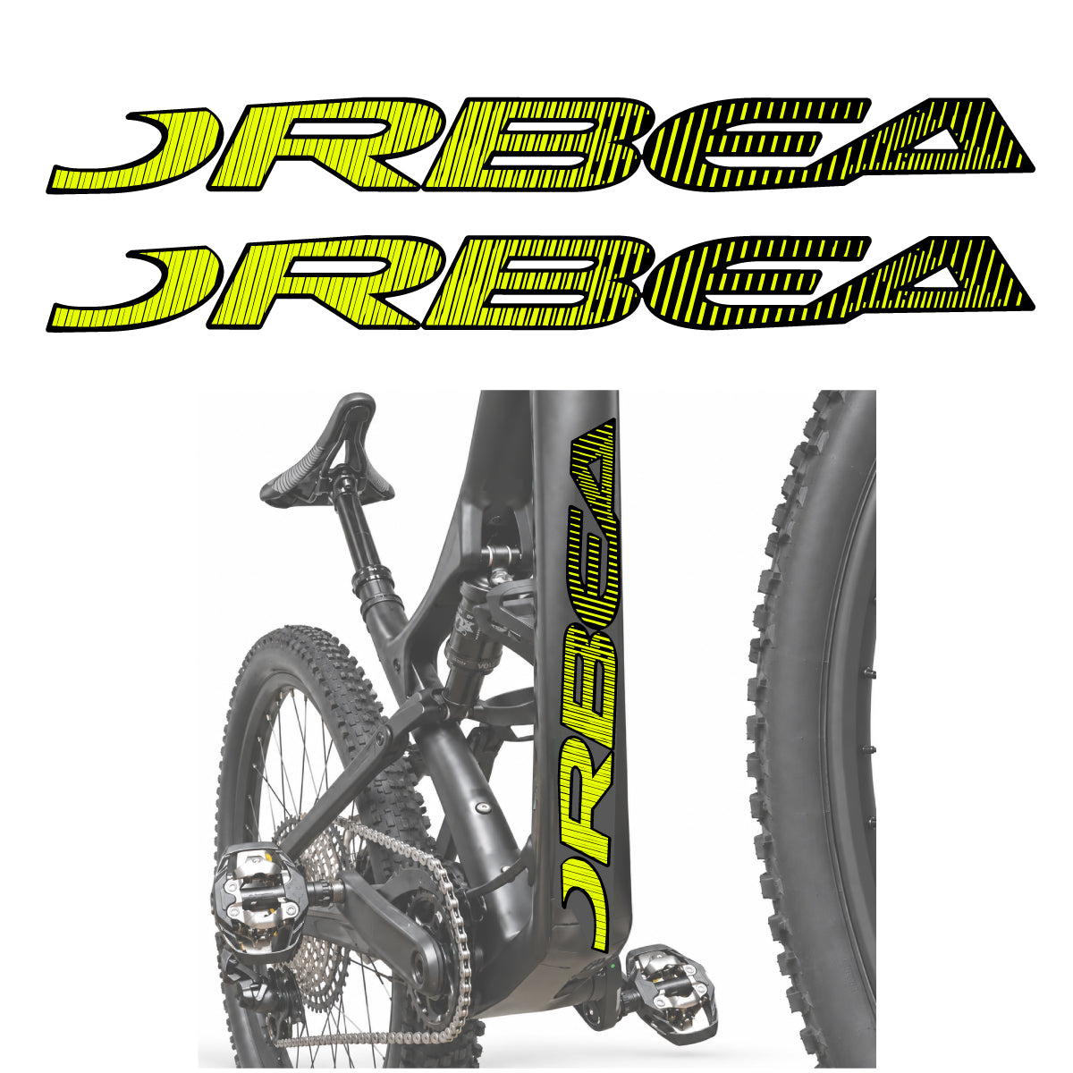 Stickers compatibles Orbea Oiz 2020 pour lettrage du tube diagonal – autocollants vinyle - Jaune Fluo