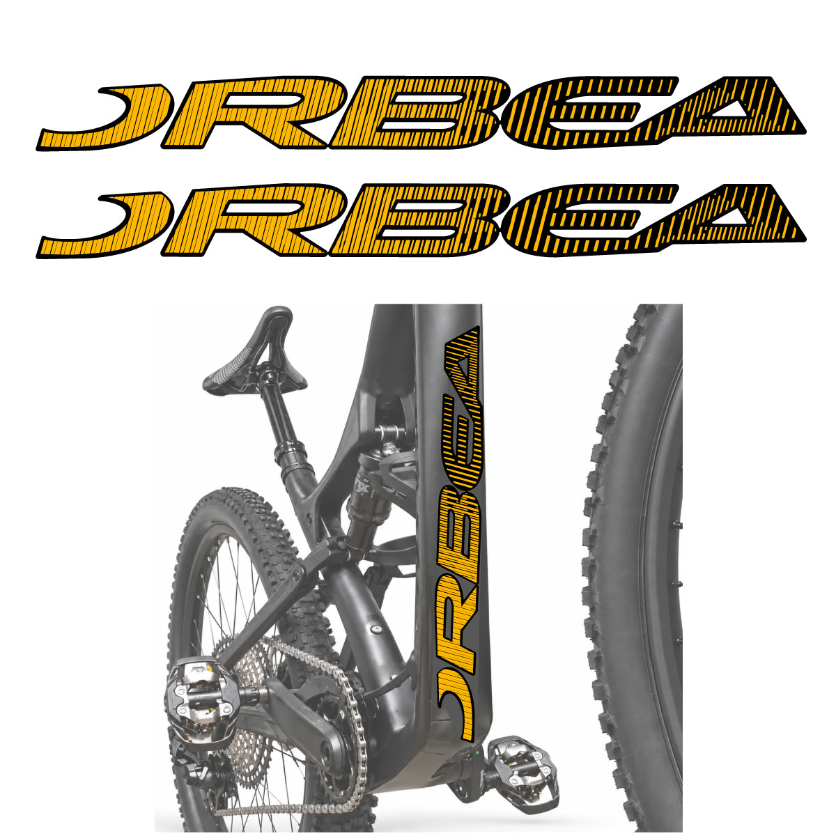 Stickers compatibles Orbea Oiz 2020 pour lettrage du tube diagonal – autocollants vinyle - Jaune Moyen