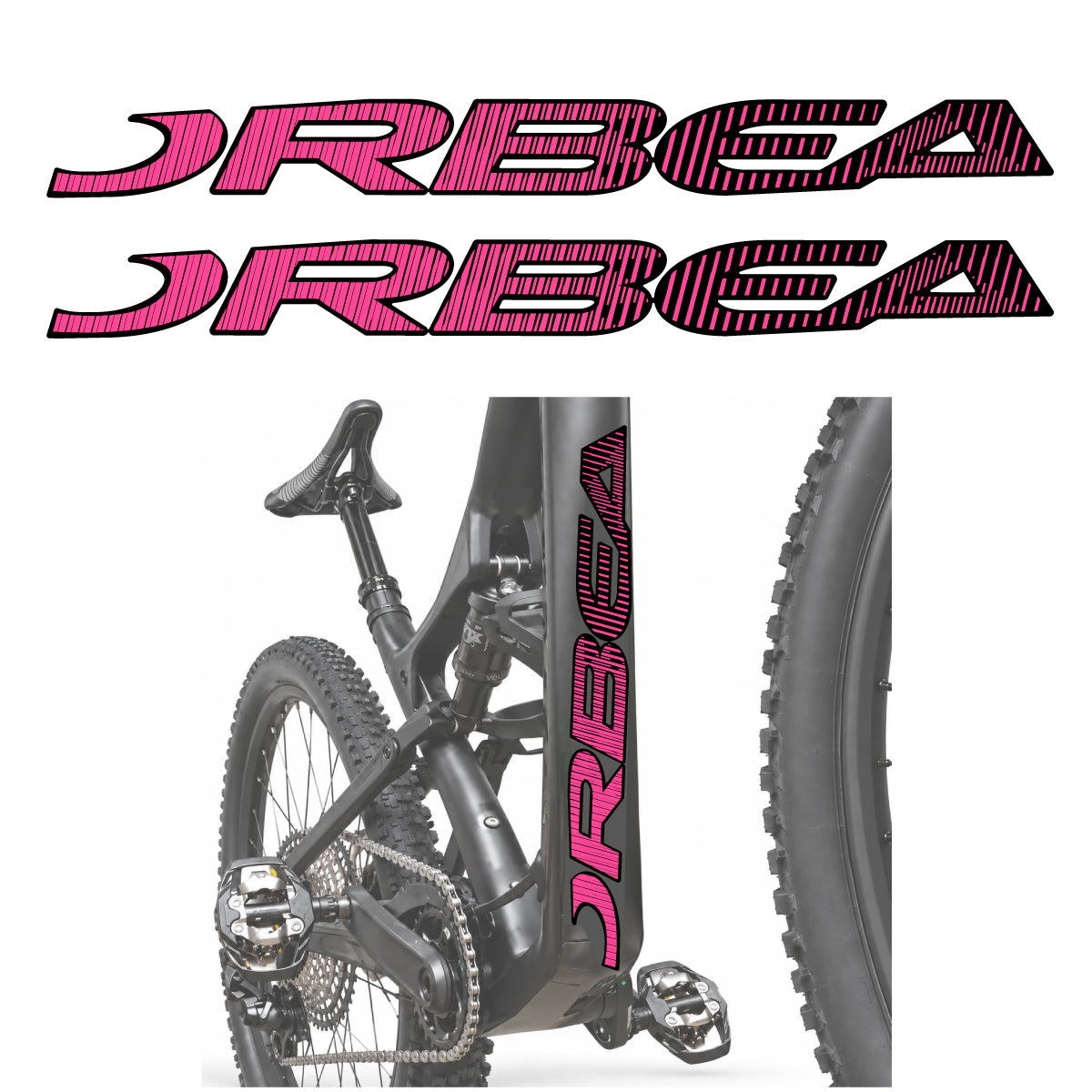 Stickers compatibles Orbea Oiz 2020 pour lettrage du tube diagonal – autocollants vinyle - Rose Bonbon