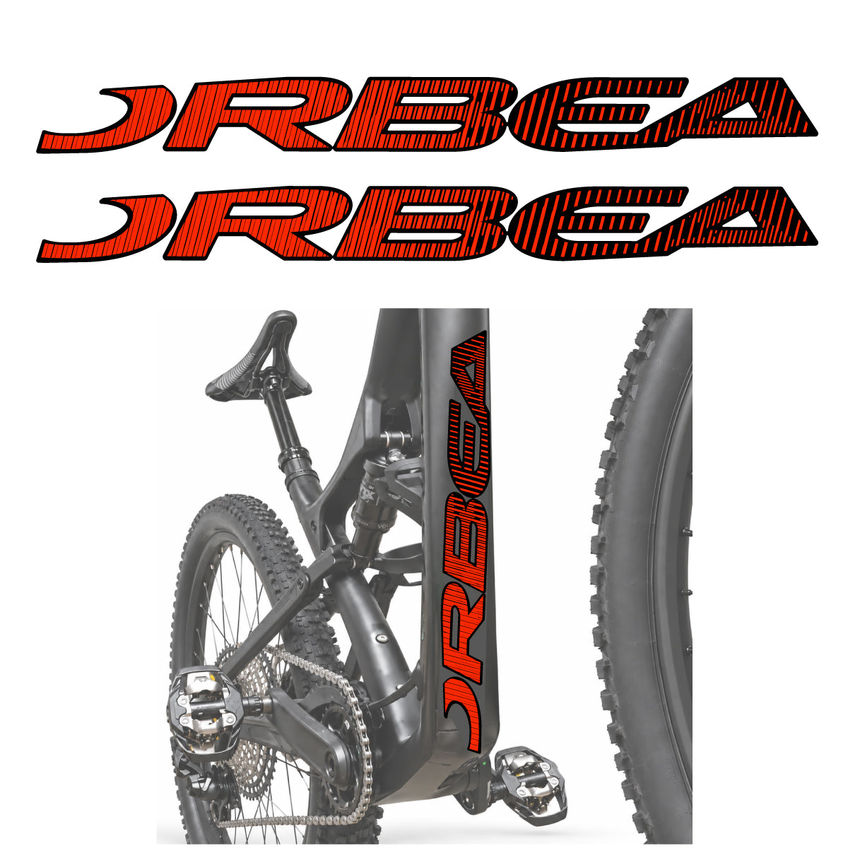 Stickers compatibles Orbea Oiz 2020 pour lettrage du tube diagonal – autocollants vinyle - Rouge Fluo