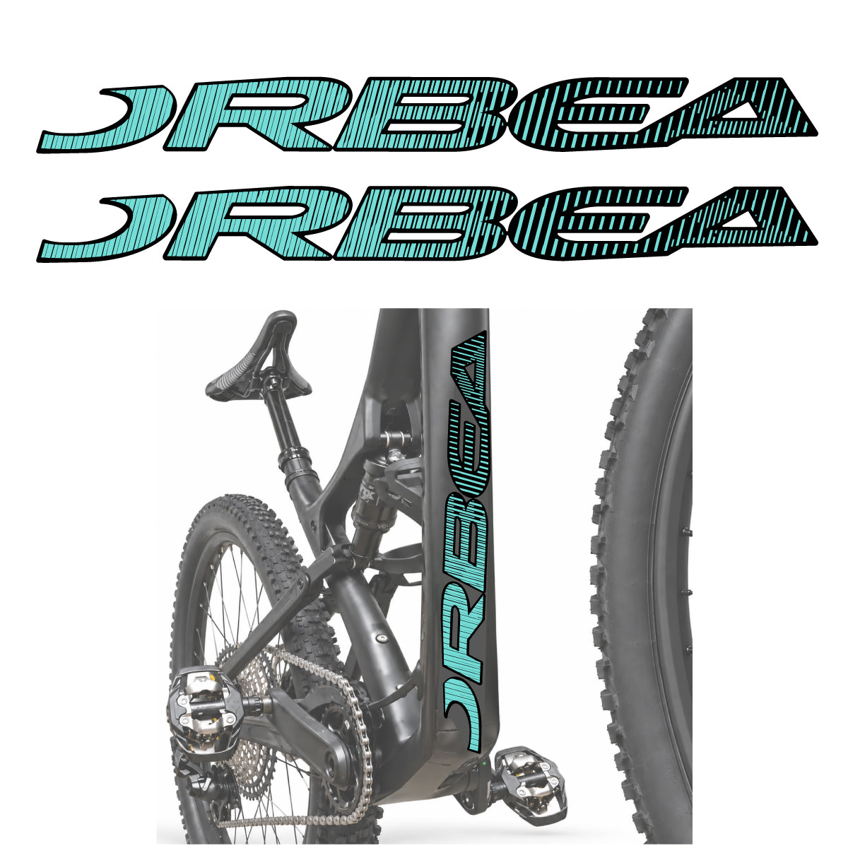 Stickers compatibles Orbea Oiz 2020 pour lettrage du tube diagonal – autocollants vinyle - Turquoise Clair