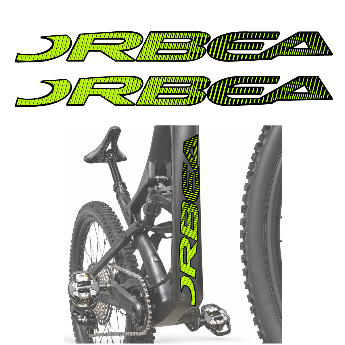 Stickers compatibles Orbea Oiz 2020 pour lettrage du tube diagonal – autocollants vinyle - Vert Lime Fluo