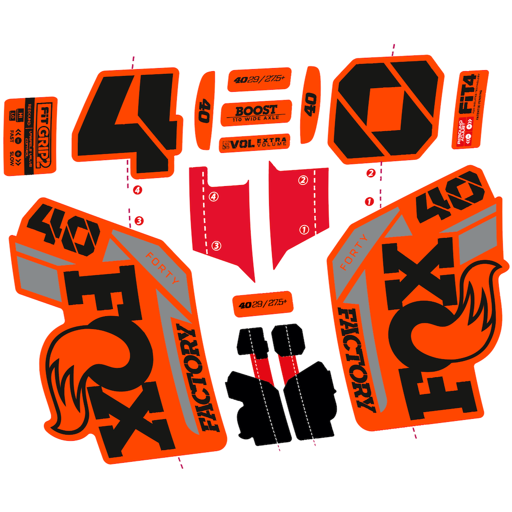 Stickers Adhesivos Fox 40 Factory 2021 compatibles Autocollants fourche VTT