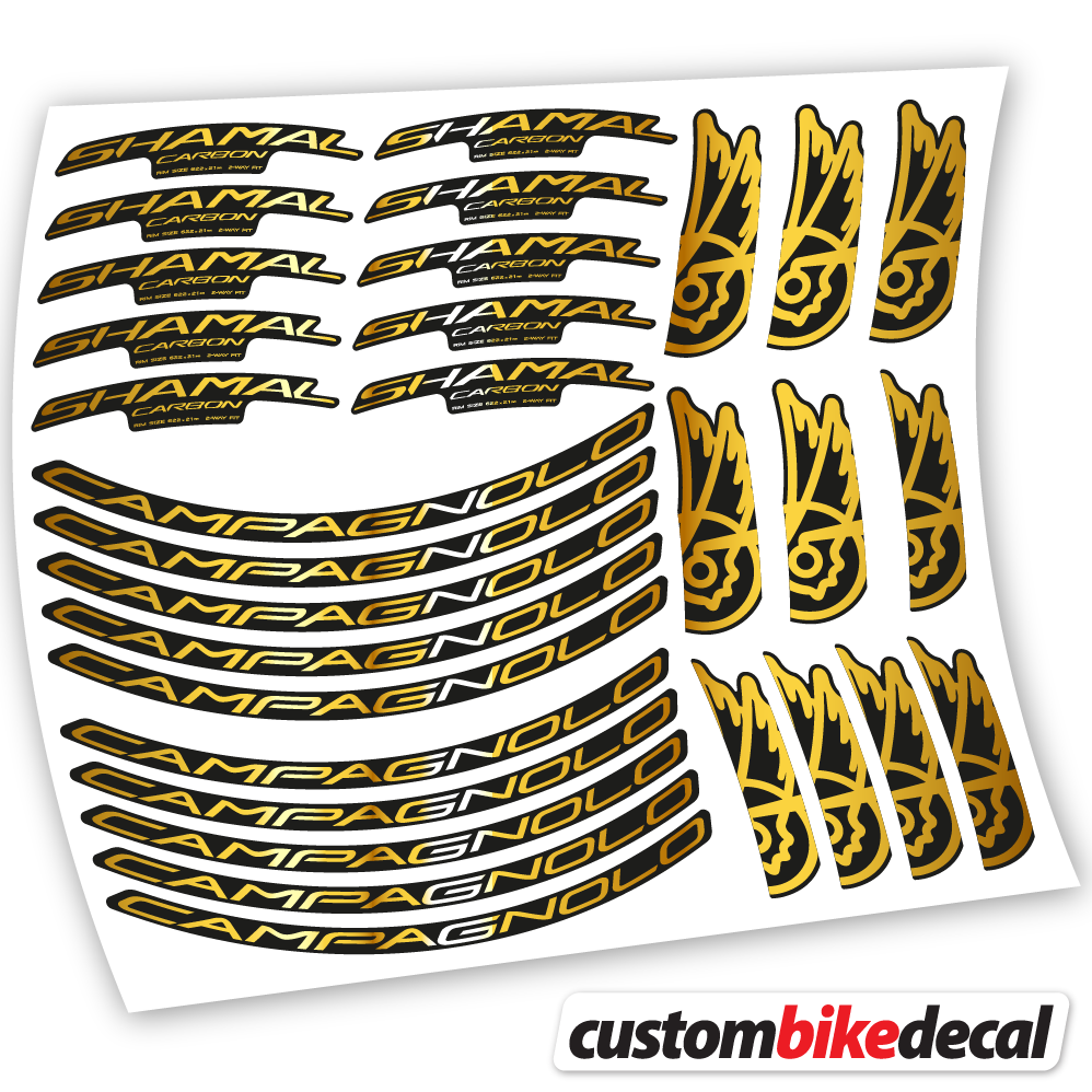 Chrome Gold decal for Campagnolo Shamal C21 Carbon 35+40mm road wheel – bike sticker vinyl