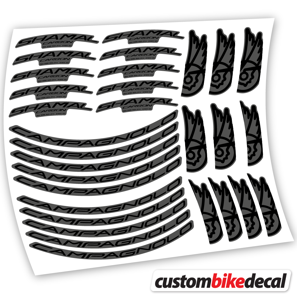 Matte Black+Gloss Black decal for Campagnolo Shamal C21 Carbon 35+40mm road wheel – bike sticker vinyl