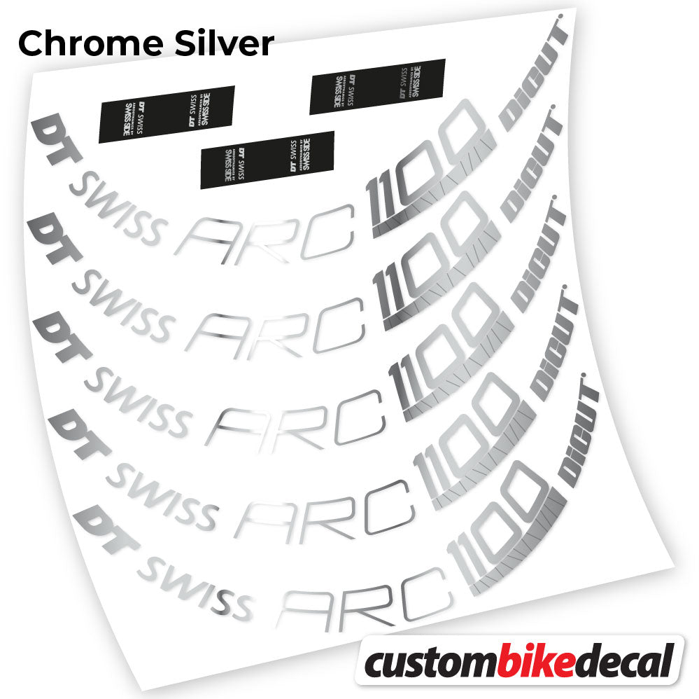 Chrome Silver decal for DT Swiss ARC 1100 Dicut 80 road wheel 80mm – bike sticker vinyl