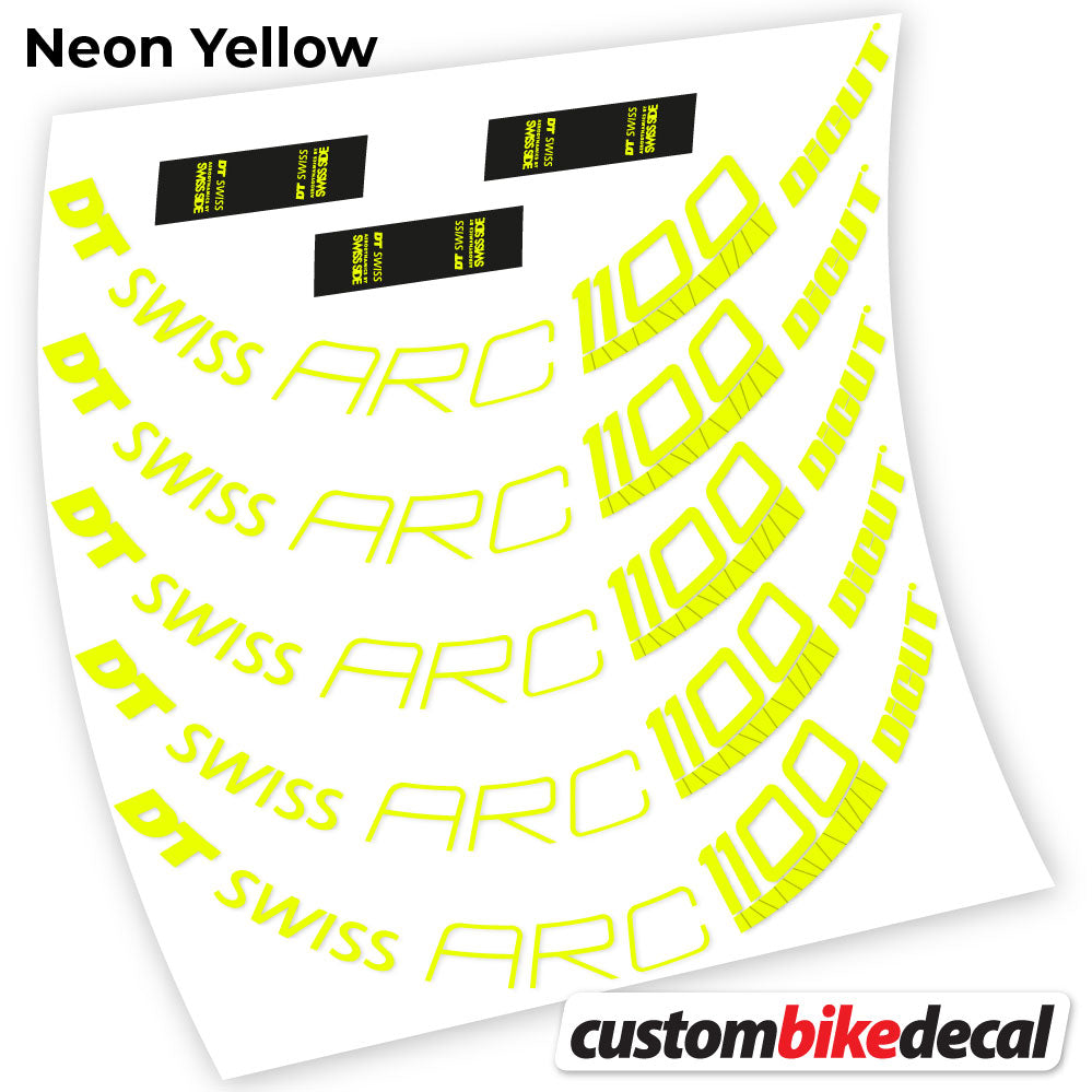 Neon Yellow decal for DT Swiss ARC 1100 Dicut 80 road wheel 80mm – bike sticker vinyl