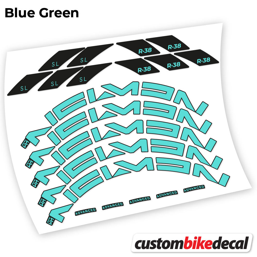 Blue Green decal for Newmen Advanced SL R.38 Carbon road wheel 35mm – bike sticker vinyl